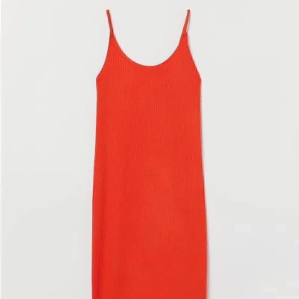 H&M orange ribbed midi dress size small